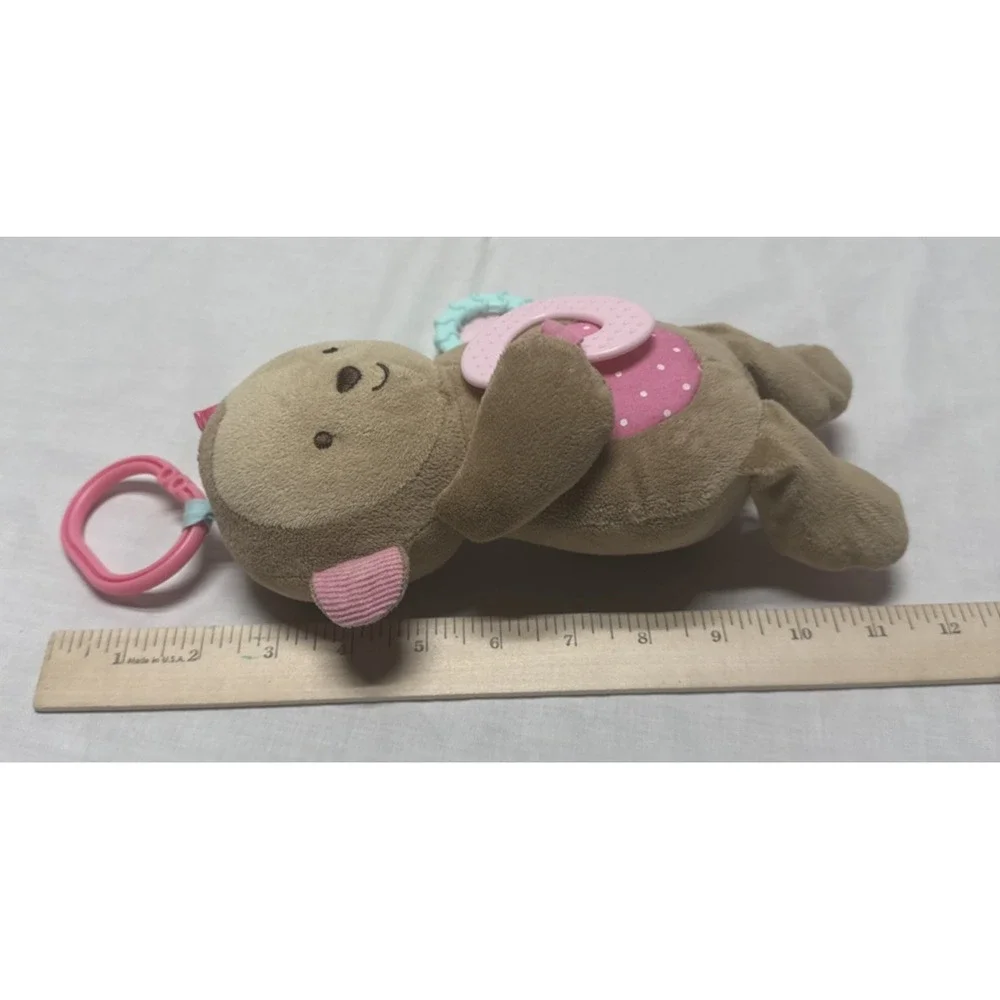 Child Of Mine Carters Brown Monkey Plush Pink Baby Girl Rattle Crinkle Teether